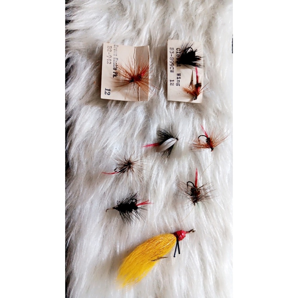 Vintage FLY FISHING FLIES lot OF 9